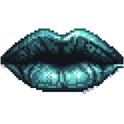 Pixelated black lips, gothic style emoji