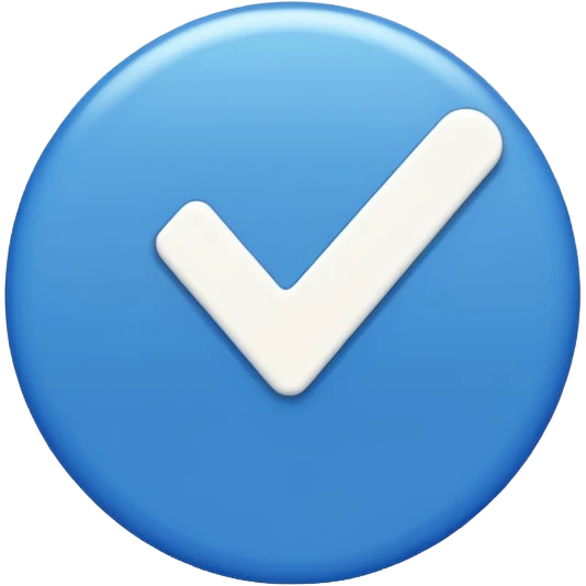A blue circle inside it a white tick emoji