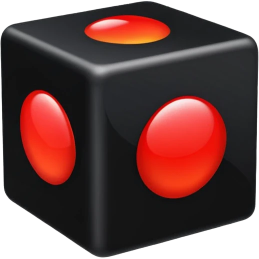 A black cube with a red r emoji