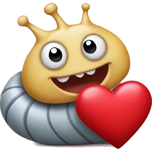 A slug holding a valentines heart emoji