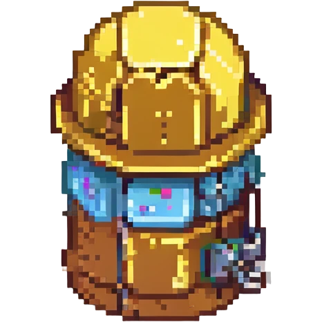 a can wearing a construction hat, pixel art style emoji