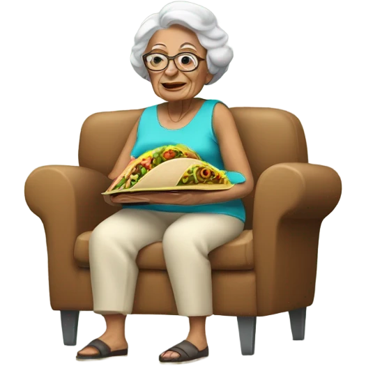 Granny with tacos between her legs emoji