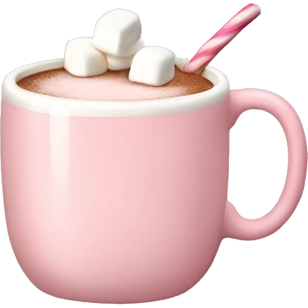 Light Pink mug of hot chocolate with marshmallows  emoji