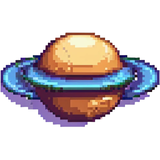 pixel art Saturn with bold rings, minimal color palette emoji
