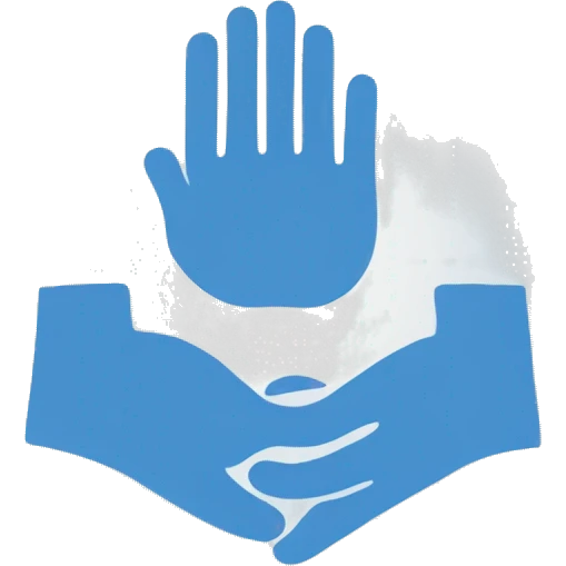 A blue background with two hands shaking in the middle and a white border around it emoji