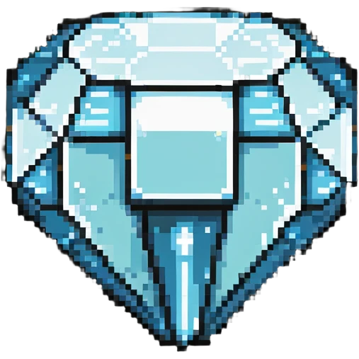 maximum blocky ultra-abstract pixel art Minecraft diamond emoji with only 2-4 large square pixels emoji