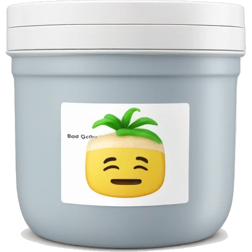 body scrub pot with label emoji