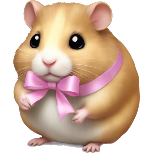 full body hamster with light pink ribbon bow emoji