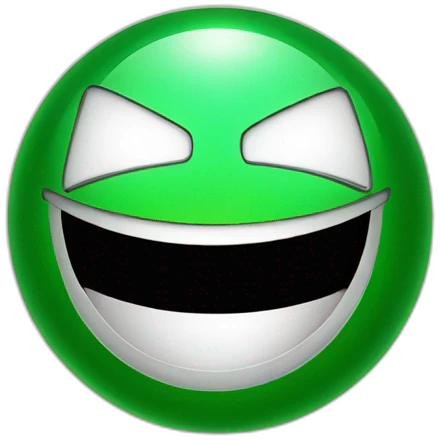 green shiny orb with happy face emoji