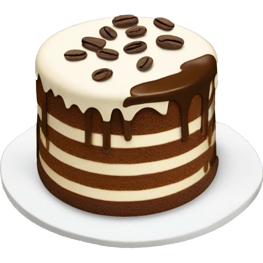 tiramisù cake with layers and coffee beans on top, no eyes, no smile no face emoji