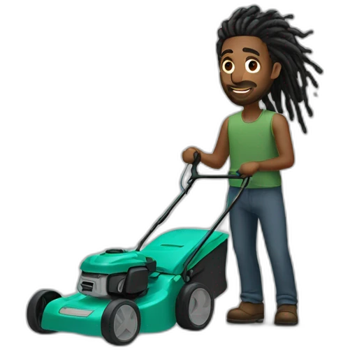 Black man with dreads mowing emoji