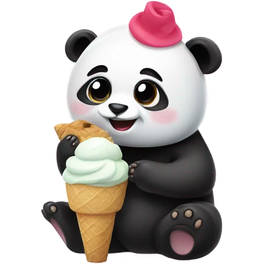 Panda eating ice cream emoji