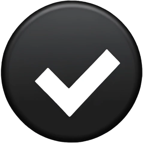 Black circle with a check mark on it emoji
