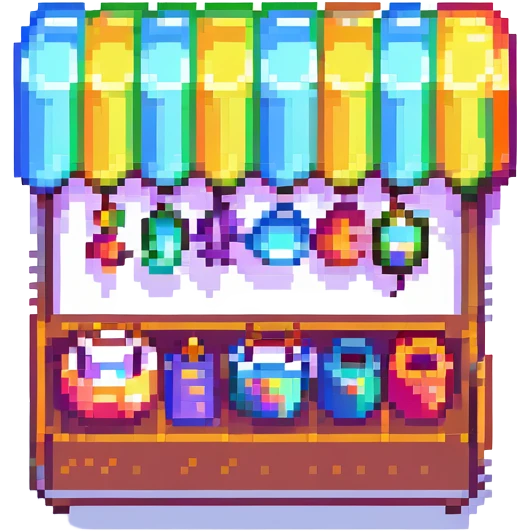 store icon, bright colors, pixel art style emoji