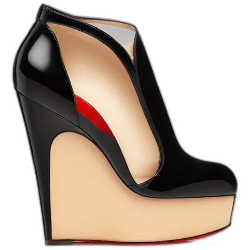 WEDGE heel LOUBOUTIN black leather PATENT emoji
