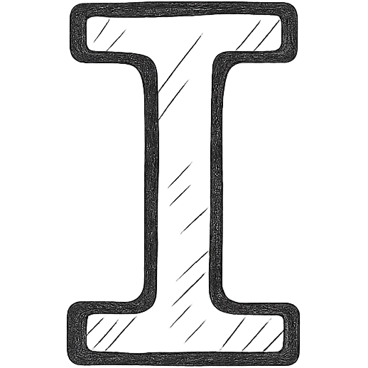 the letter I, visually distinct, hand drawn style, no background emoji