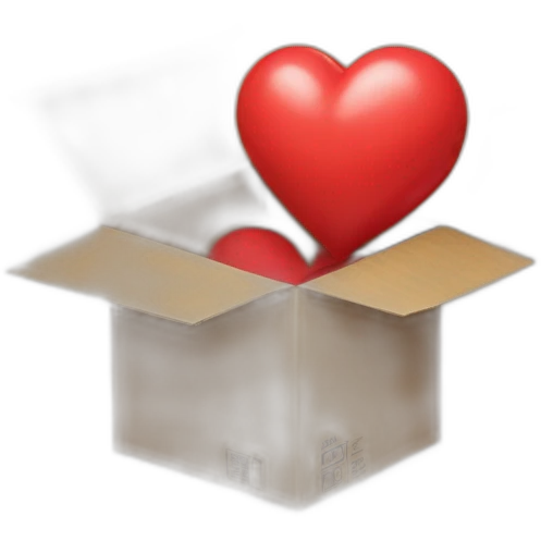 Real heart un a cardboard box emoji