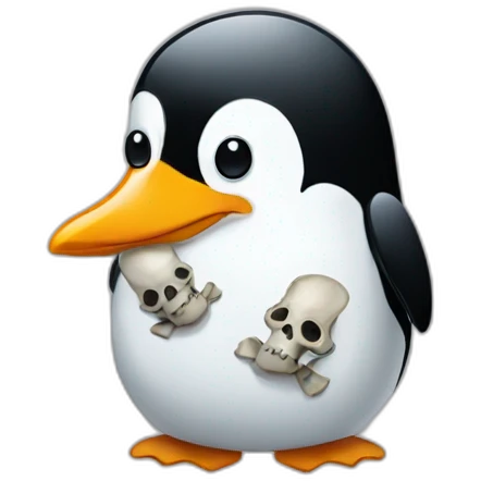 penguin carrying skull emoji