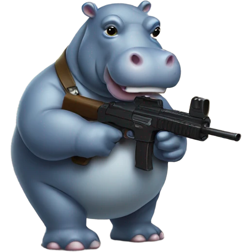 hippo with guns emoji