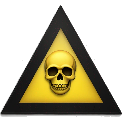 Black skull sign in the middle of a yellow triangle emoji