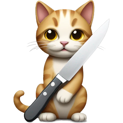 Cat holding a knife emoji