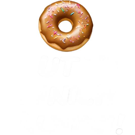 Donut with out to lunch written on it emoji