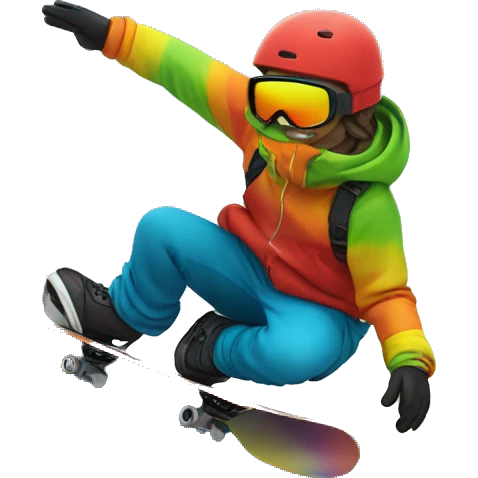 snowboarder on a rainbow rail emoji