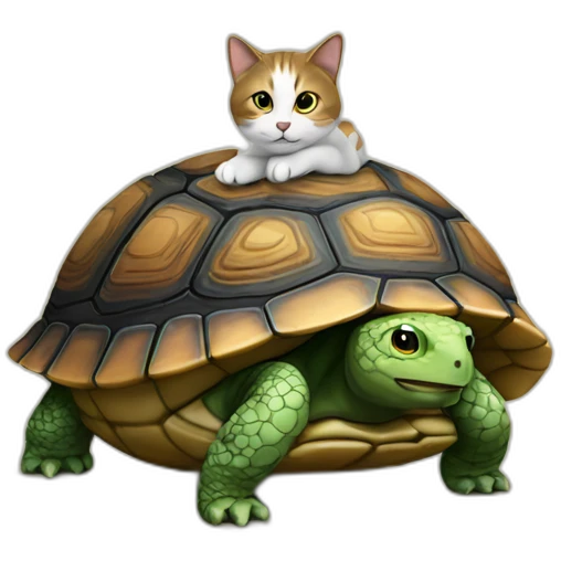 Un chat assis sur une tortue  emoji