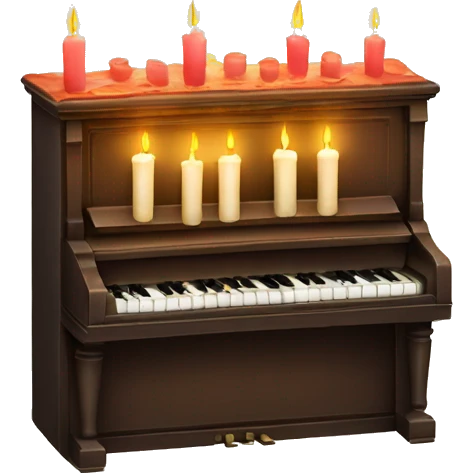 vintage piano with melted candles on top emoji