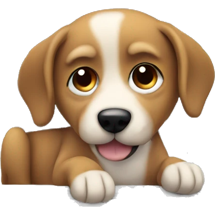 A cute dog sitting at his computer emoji