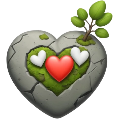 Slightly mossy, heart shaped rock emoji