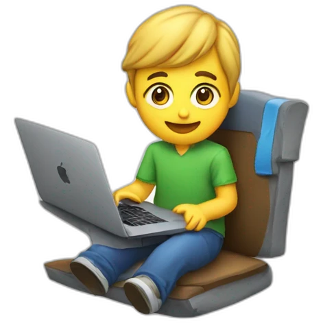 Student with gamepad playing game on macbook emoji