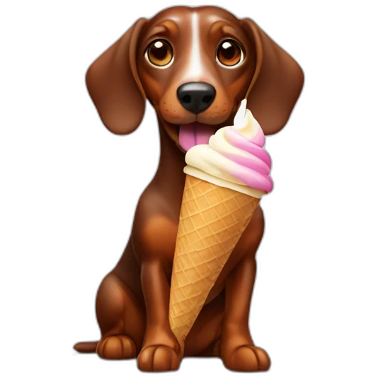 Brown sausage dog eating ice cream emoji