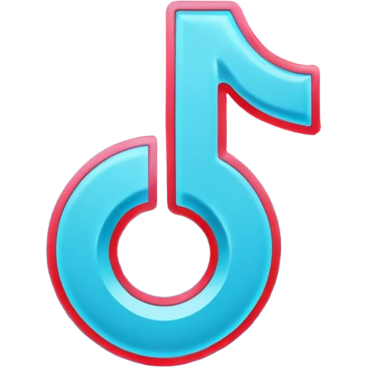 tiktok logo but neon colors and glow with transparent background emoji