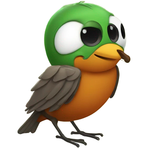 Robin hugging worm emoji