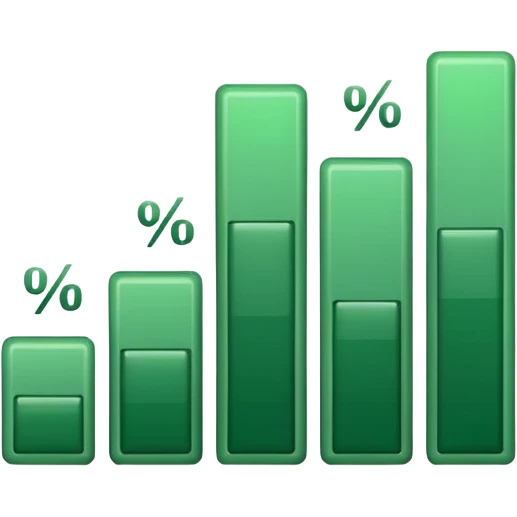 green bar chart decrease and percentage sign emoji