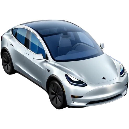 A Tesla Model Y parallel parking with a blue trajectory showing the planned path emoji