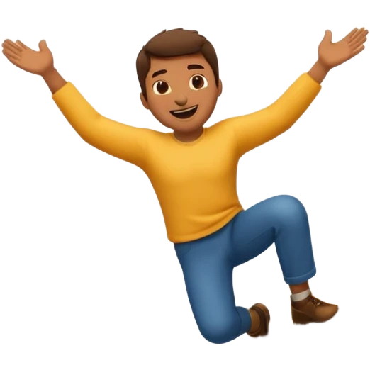 apple style emoji of a man in mid-air, falling down a mountain emoji