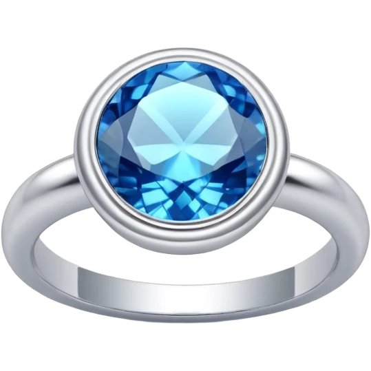 a silver ring with a blue gemstone, on a white background, in the style of iOS emoji, clean and minimalistic, high quality, 3D render, soft lighting, realistic reflections emoji