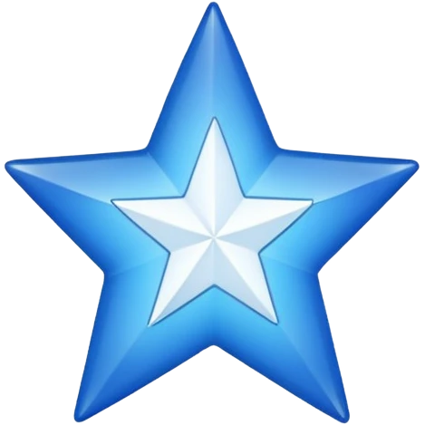 20 uçlu mavi yışdız ortasında beyaz tik emoji