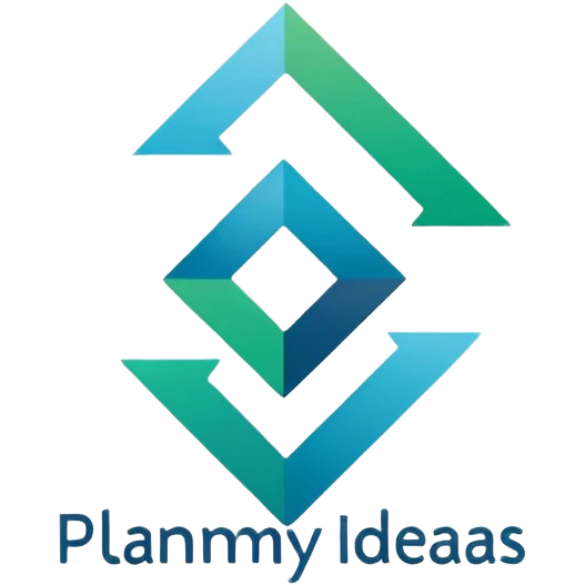 A clean, modern, and professional logo design for a project management and planning framework named 'planmyideas'. The logo should visually represent the journey from initial concept to successful execution. emoji