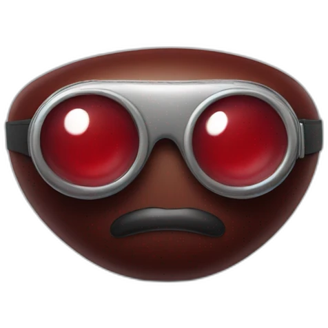 red bean with legs wears a goggle emoji