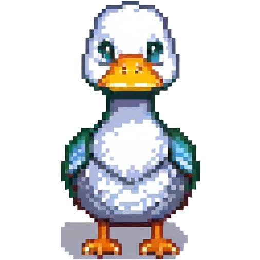 pixel art style duck inspired by the DuckDice logo, facing forward, simple background emoji