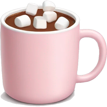 Light Pink mug of hot chocolate with marshmallows  emoji