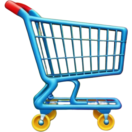 Create a round sticker with a dark black background inside the circle, dynamic edges that smoothly transition step-by-step from green to yellow to red to purple, a small shopping cart icon in the center, the title text ‘New stock soon’, where the word ‘soon’ is blinking in bright blue color.” emoji