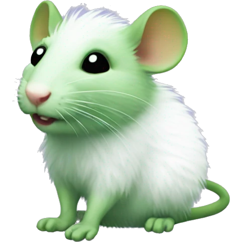 Green rat with a fluffy white coat  emoji