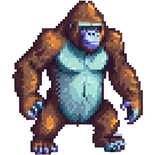 gorilla playing tag, pixel art style emoji