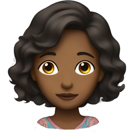 Brown skinned, black medium wavy haired sleeping girl emoji