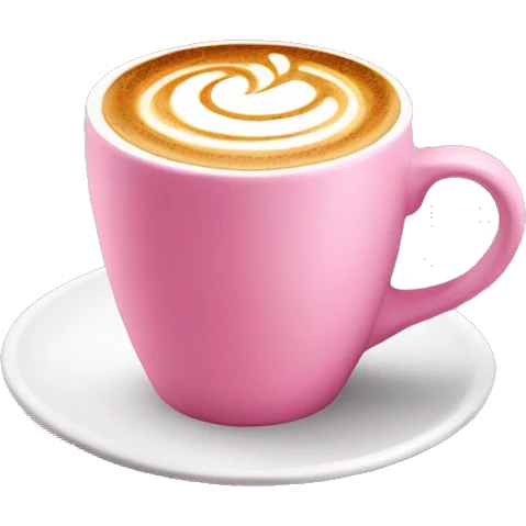 hot coffee with latte art in a pink mug emoji