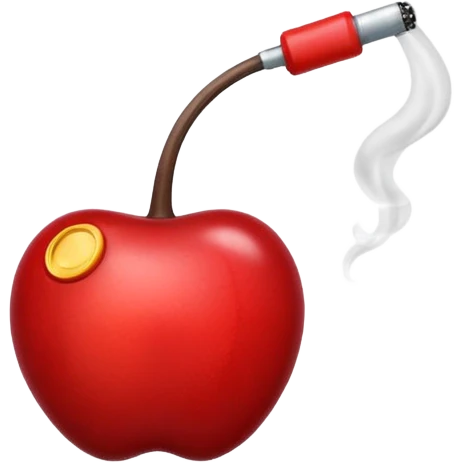 single cherry with a fuse and smoke emoji